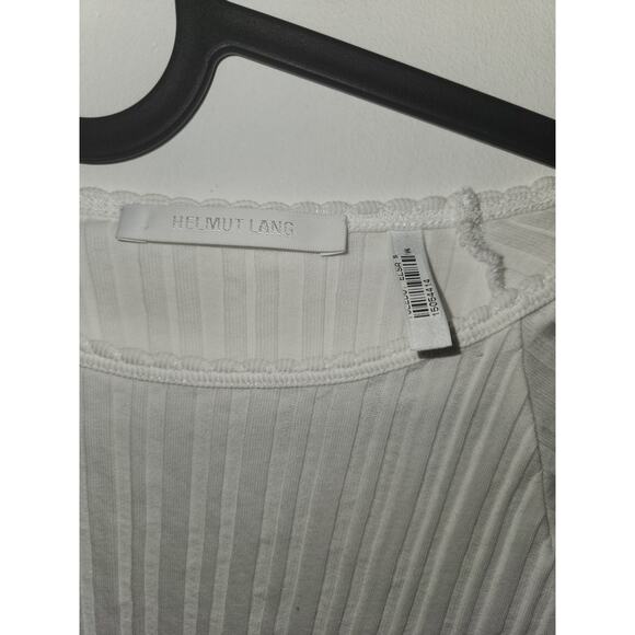 Helmut Lang white ribbed t-shirt top M - Picture 3 of 4